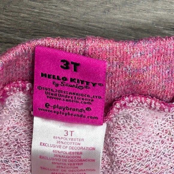 Hello Kitty 3T Pink Sparkle Matching Set Knit Fabric w Full Zip Hoodie, GUC. - Picture 8 of 11